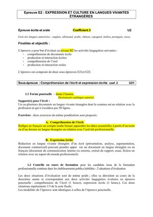 Format des épreuves BTS