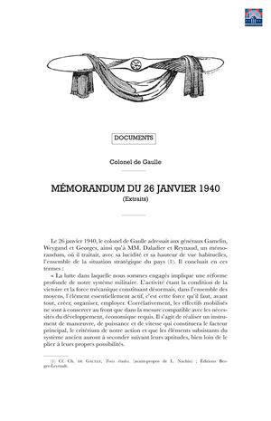 de Gaulle - Mémorandum (oct 1945)