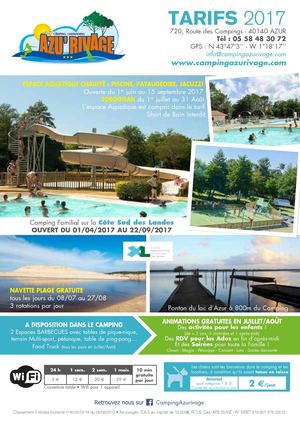 Azu'rivage Brochure Tarifs 2017