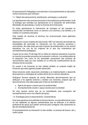 El Asesoramiento Pedagógico A Los Docentes