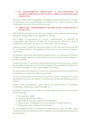 El Asesoramiento Pedagógico A Los Docentes