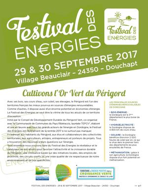 FESTIVAL DES ENERGIES Dépliant