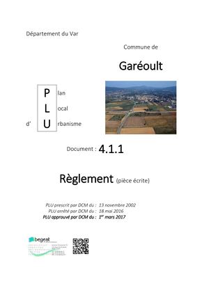 04 Plu Garéoult Réglement Et Annexes