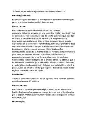 10 Técnicas Para El Manejo De Instrumentos En Laboratorio