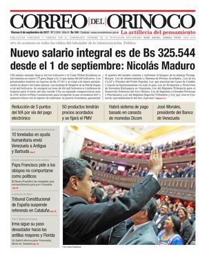 Correo del Orinoco del  viernes 8  septiembre de 2017 No. 2.854