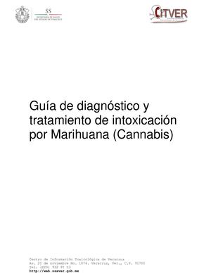 Guía De Diagnóstico Y Tratamiento De Intoxicación Por Marihuana Cannabis