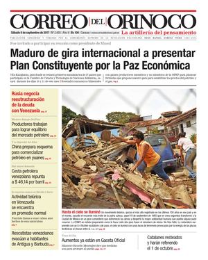 Correo del Orinoco del  sábado 9  septiembre de 2017 No. 2.855