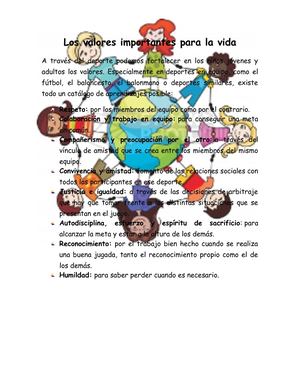 Los Valores Importantes Para La Vida