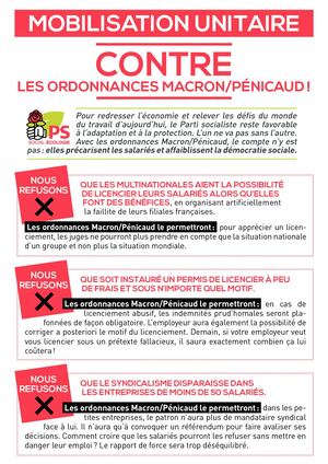 TRACT - Mobilisation unitaire contre les ordonnances Macron/Penicaud !