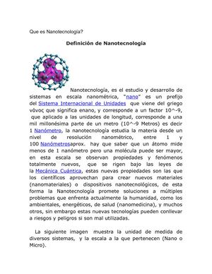 Que Es Nanotecnología