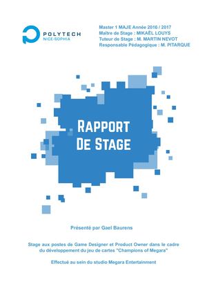 Rapport de Stage MAJE 1 : Megara Entertainment