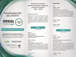 Programación evento - 2da Jornada de Innovación, Investigación y desarrollo Tecnológico