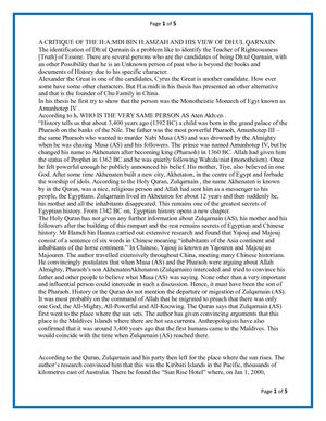 A Critique of Hamidi's work about Dhul Qarnain