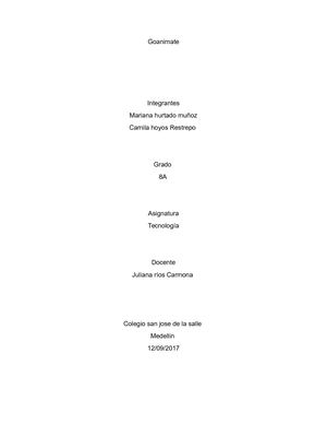 Goanimate Mariana Hurtado Camila Hoyos 8a