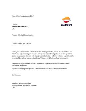 Carta A Gerente Capacitacion