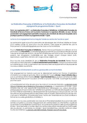 Communiqué de presse - Ferrero FFHandball FFA