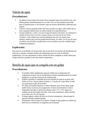 Procedimientos y Explicaciones de los experimentos
