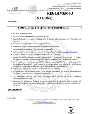 Reglamneto Interno del CETIS 109