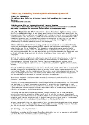 Click4corp Is Offering Website Phone Call Tracking Service