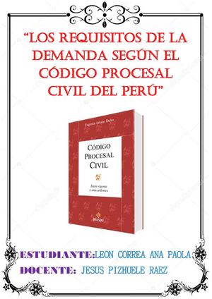 Los Requisitos De La Demanda Según El Código Procesal Civil Del Perú