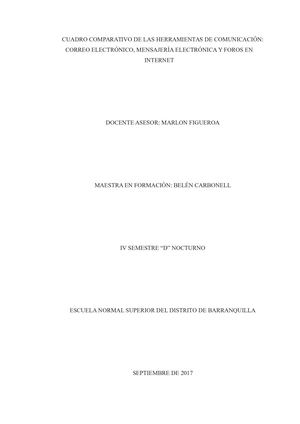 Cuadro Comparativo De Las Herramientas De Comunicación