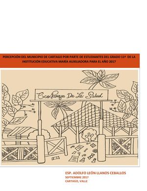 Percepción del Municipio de Cartago por parte de Estudiantes del Grado 11º De La Institución Educativa María Auxiliadora Para El Año 2017