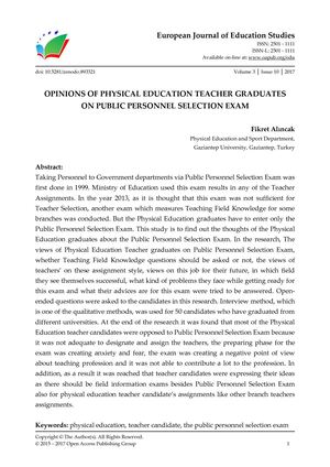 OPINIONS OF PHYSICAL EDUCATION TEACHER GRADUATES ON PUBLIC PERSONNEL SELECTION EXAM