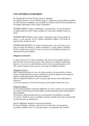Géneros Literarios Cervantes Virtual