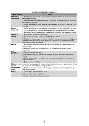 Compétences Du Cycle 3