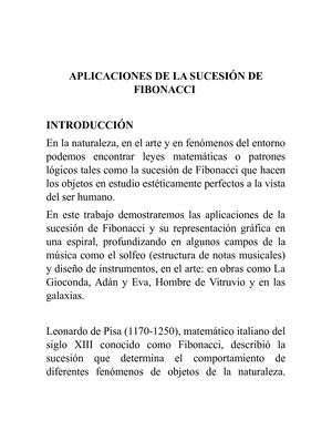 Aplicaciones de la sucesión de Fibonacci