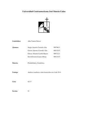 Probabilidad y Estadistica Homicidios en 2014
