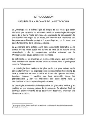 Naturaleza Y Alcanze De La Petrologia