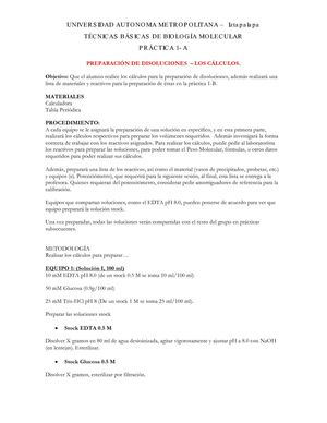 Microsoft Word Practica 1a Preparacion De Soluciones Docx