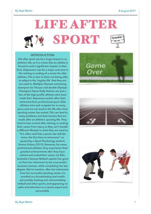 Life After Sport PASS assessment- Skye Martin