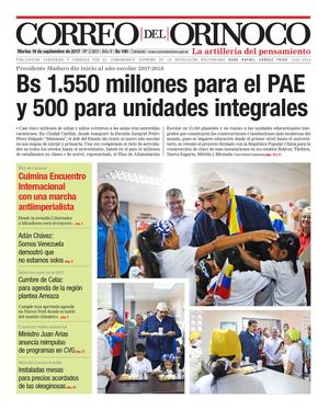 Correo del Orinoco del martes 19 septiembre de 2017 No. 2.865