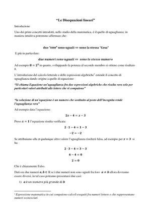 Disequazioni Lineari