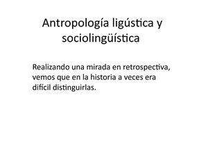 Antropología Ligústica Y Sociolingüística
