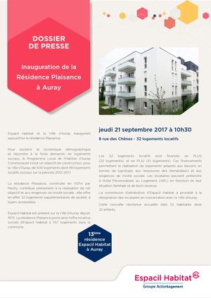 DP - Inauguration de la Résidence Plaisance à Auray