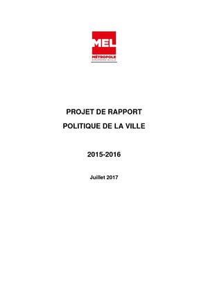 Rapport Politique De La Ville + Annexe