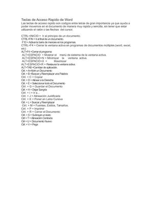 Teclas Rapidas Word