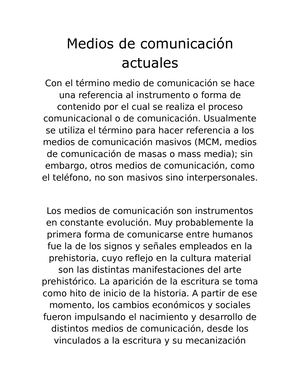 Medios De Comunicación Actuales