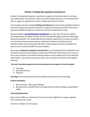 Hinotek A Leading Lab Equipment Manufacturer