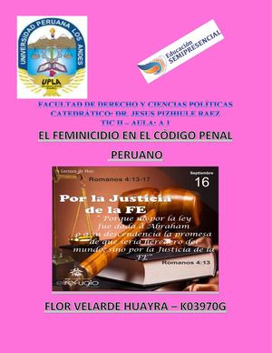 El Feminicidio En El Código Penal Peruano