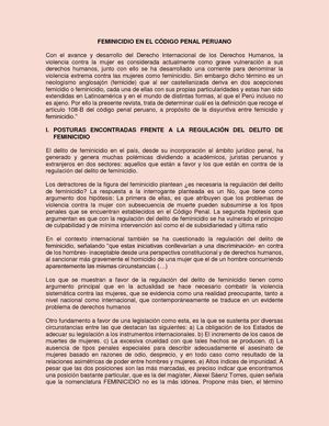 Feminicidio En El Código Penal Peruanoo