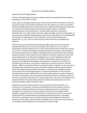 Introducción A La Psicología Cognitiva
