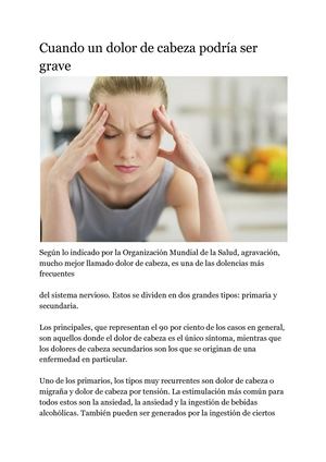 Cuando Un Dolor De Cabeza Podría Ser Grave