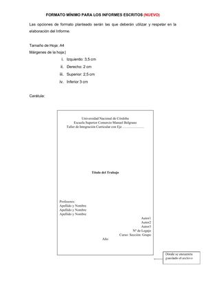 Formato De Presentación De Informes Escritos 2017 Doc