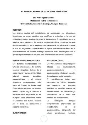 Neuroblastoma. Ojeda Esparza Pedro