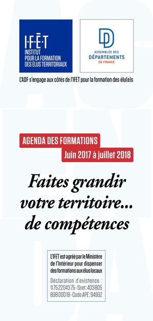 IFET > agenda des formations / juin 2017 à juillet 2018