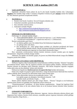 Science & English Lh 6 Euskeraz Eta Gazteleraz 2017 18